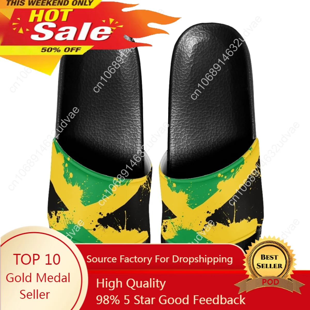 Jamaican Flag Pattern Fashion Man Women teenager Slippers Summer Casual Home Sandals Beach Slides Non Slip Shoes