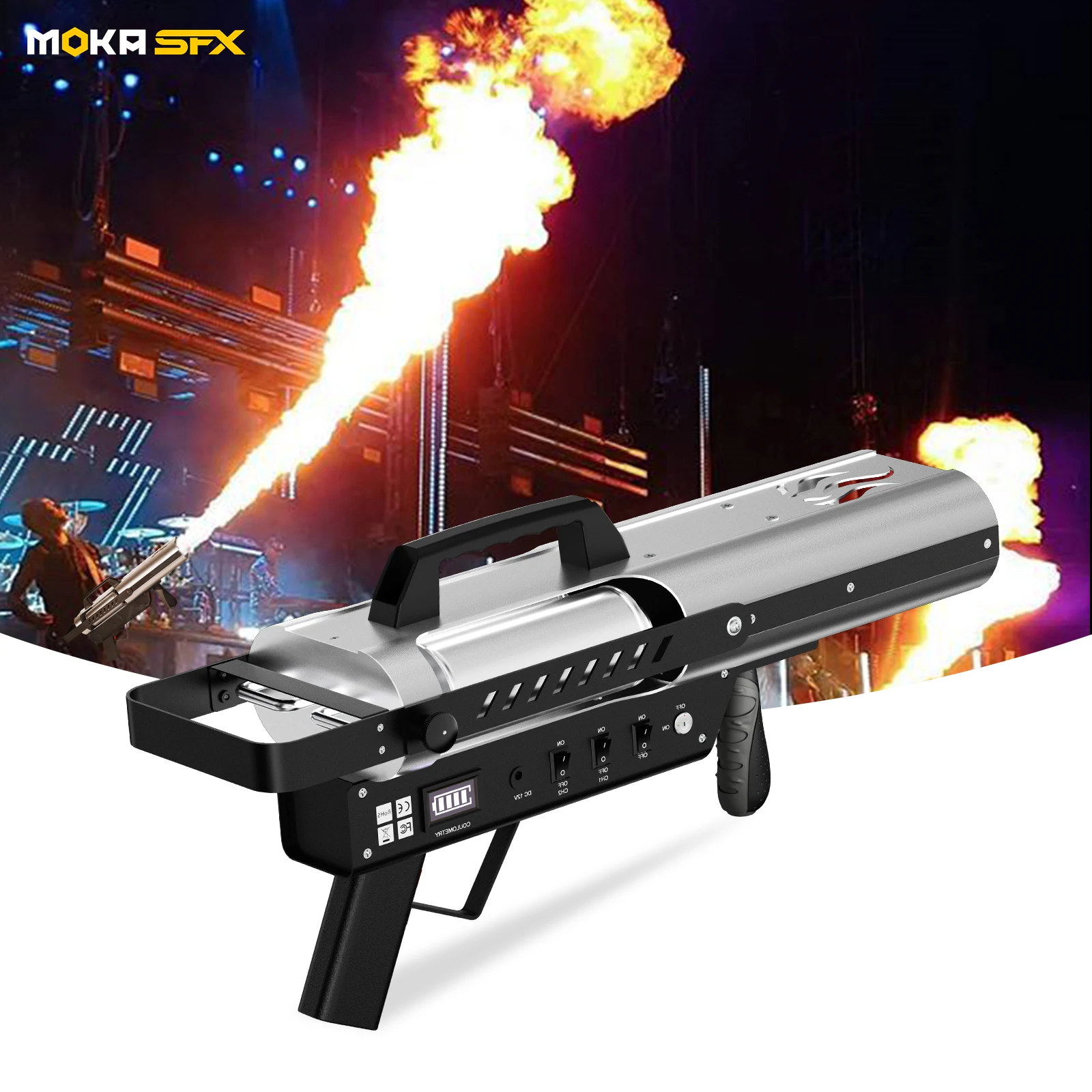 MOKA SFX-pistola de llama de escenario, máquina de llama de fuego de doble cabezal, lanzallamas con efecto, espectáculo de DJ de 1-3 metros con