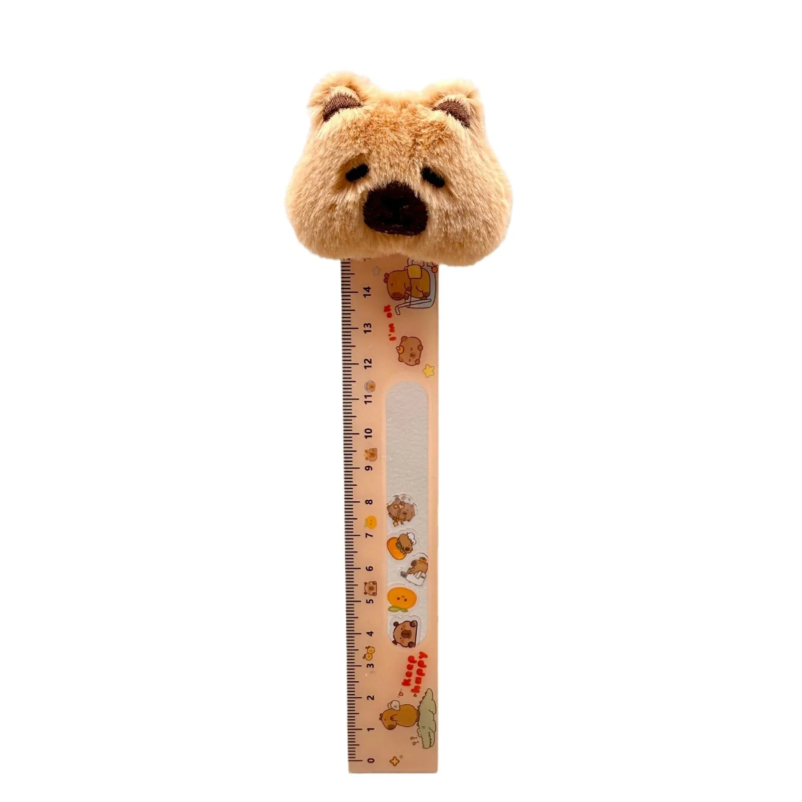Shake Cartoon Capybara Plush Doll Ruler Cute animal Plastic Straight Rulers stationery Supplies Planner Accessories Student Gift