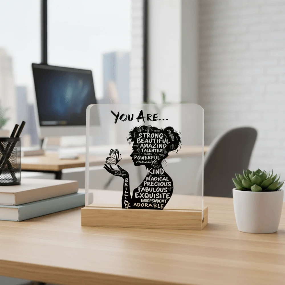 Fashion 2D Design Inspirational Plaque Clear Acrylic Desktop Decoration Ornaments Positive Affirmation Decor Desk Decor