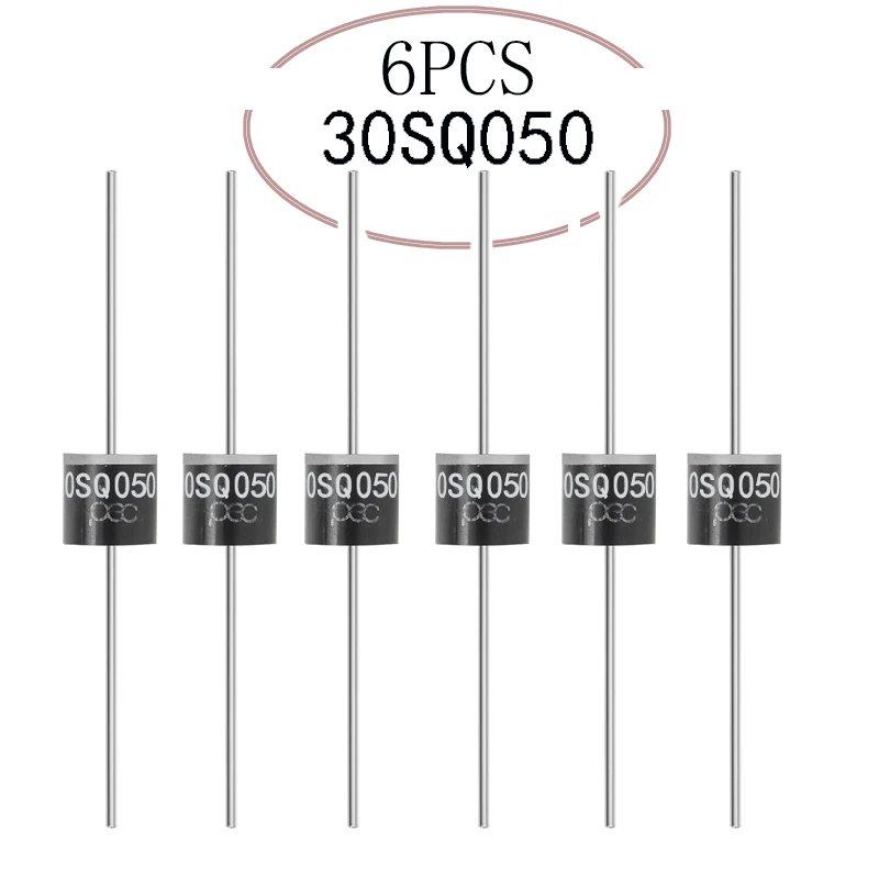 SAMIROB 6PCS 30SQ050 Schottky Diode 30A 50V Axial for Solar Panel Parallel Reflow Protection