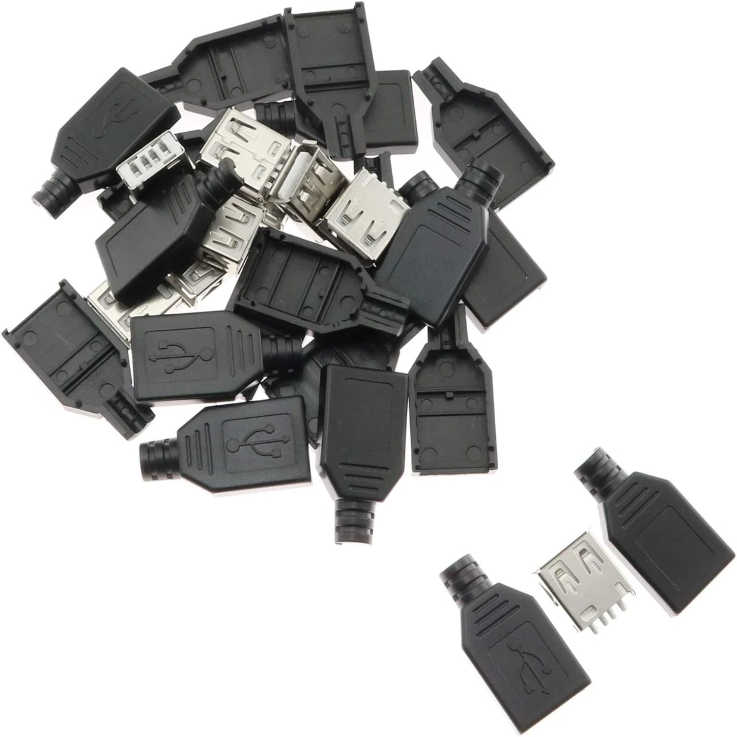 

DIY Connector Black Plastic Cover 10Pcs USB 2.0 Type A Female Port Socket with Convenient and Durable Design