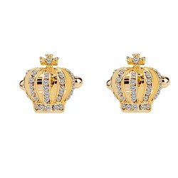 Wholesale Cufflinks Crown Shining Rhinestone Cufflinks for Men Women Anniversary Gift Wedding Business Cuff Links Jewelry Gifts