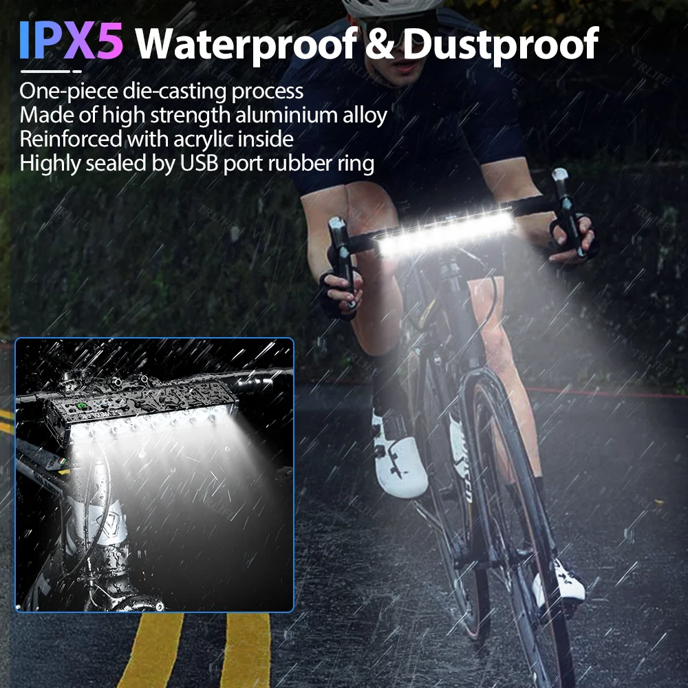 Imagem -02 - Luz Dianteira da Bicicleta de Carregamento Usb 10000lumen Bike Light Lanterna Impermeável 10000mah Mtb Road Cycling Lamp Acessórios