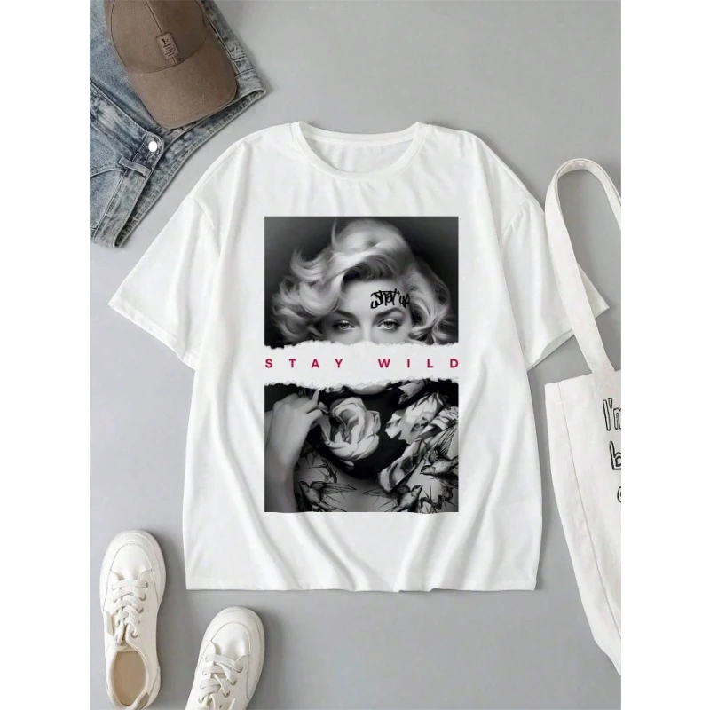 

Повседневная Свободная футболка в минималистичном стиле для отдыха с разрезом, круглым вырезом и короткими рукавами, свободная летняя винтажная хлопковая Футболка оверсайз с круглым вырезом