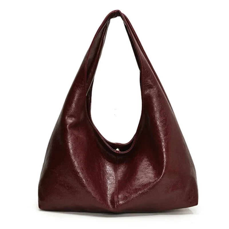 

Large Capacity PU Leather Hobo Underarm Bags Autumn Winter Shoulder Bag for Women 2026 New Trend Y2K Handbags and Purses Tote