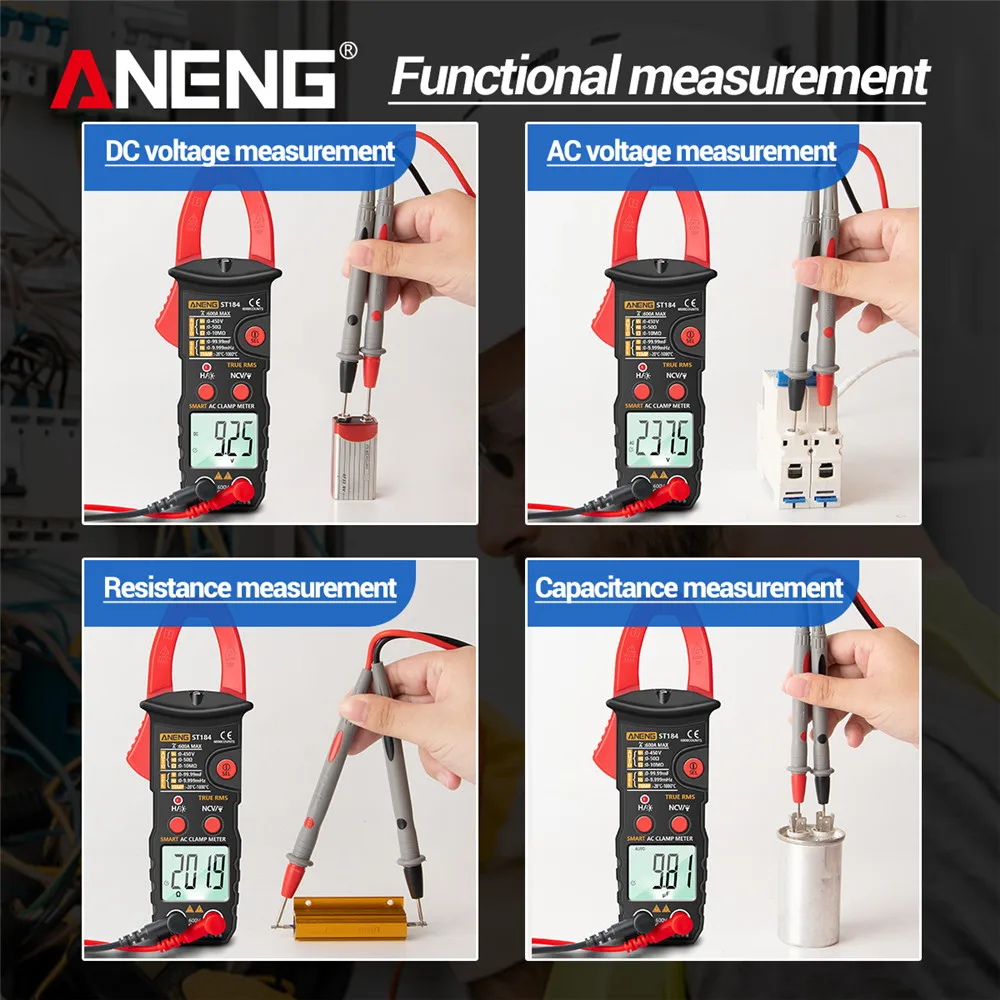 ANENG ST184 الرقمية متعددة المقاييس المشبك متر حقيقي RMS الجهد الحالي أوم اختبار + B15 التحريض الجهد مسمار اختبار القلم الكهربائي أدوات الكشف المهنية #6