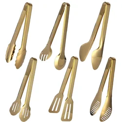 1Pc Golden Stainless Steel Food Tong BBQ Clip Steak Cake Dessert Clips For Hotel Restaurant Home Cooking Utensils Kitchenware