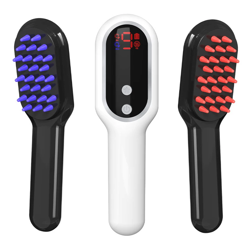 

Электрическая лазерная расческа для роста волос, красный, синий свет, магнитная терапия, массажная щетка для головы, против выпадения волос, лечение волос, массажер для кожи головы