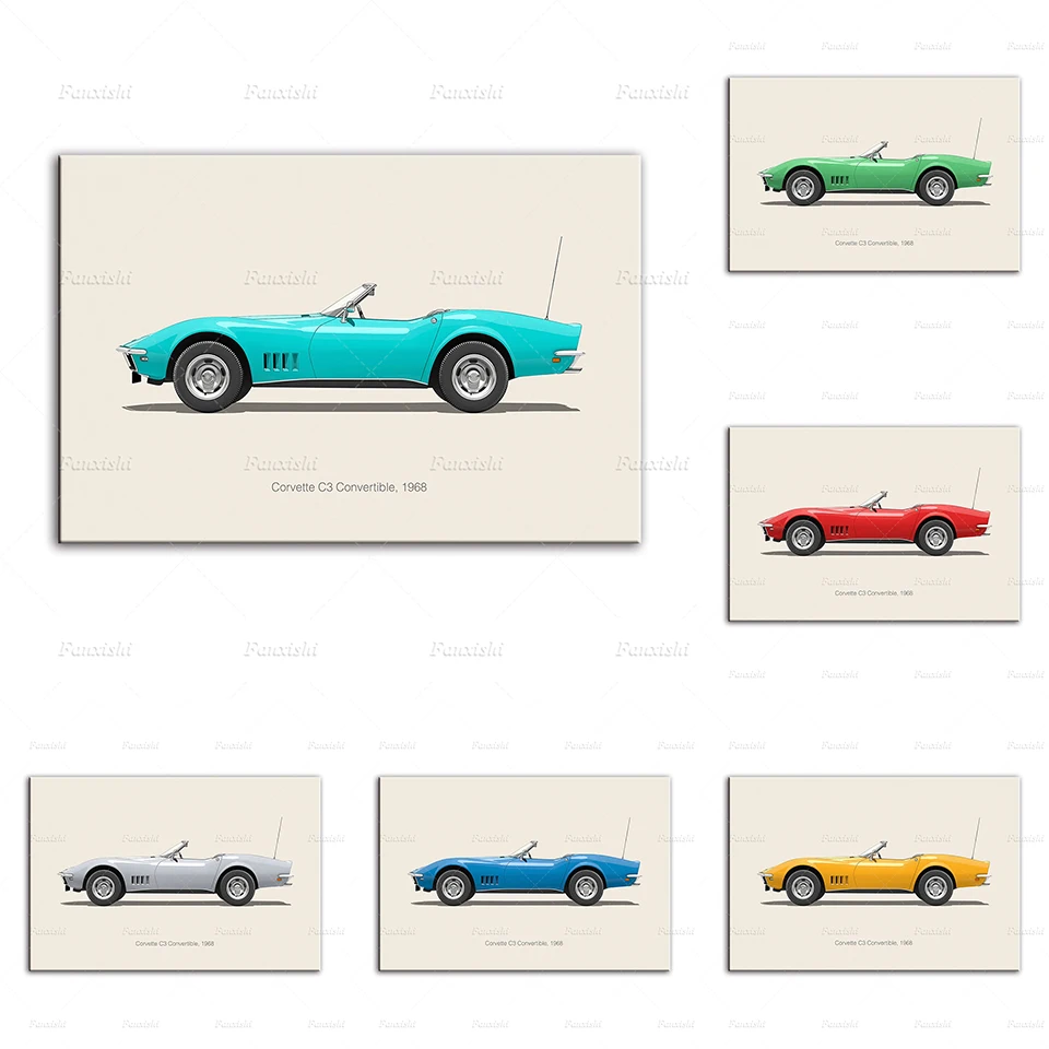 Chevrolet Corvette Car Vintage Posters Wall Art Prints Hd Modular Pictures Home Decor Canvas Painting Kid Bedroom Living Room