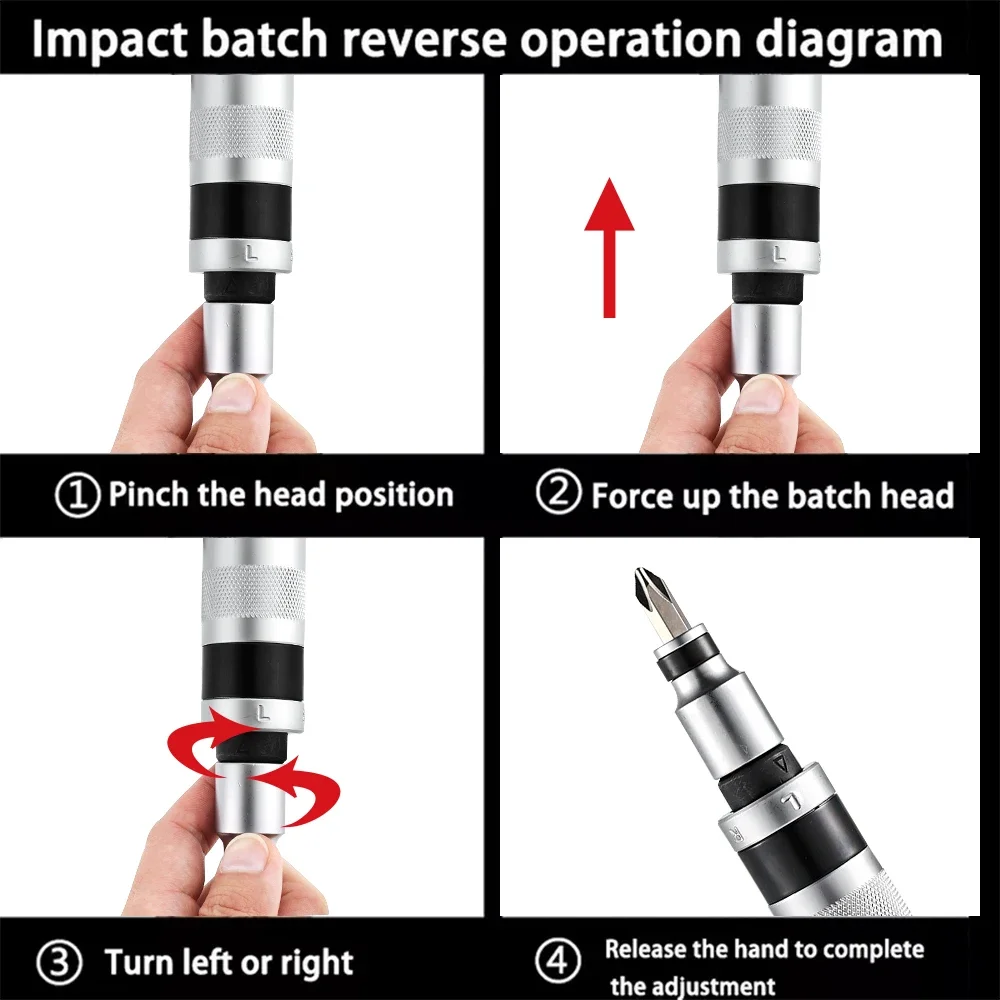 Imagem -05 - Chave de Fenda Manual Portátil Profissional 13 Head Impact Screwdriver Multi-função Ferramenta com Alça Antiderrapante