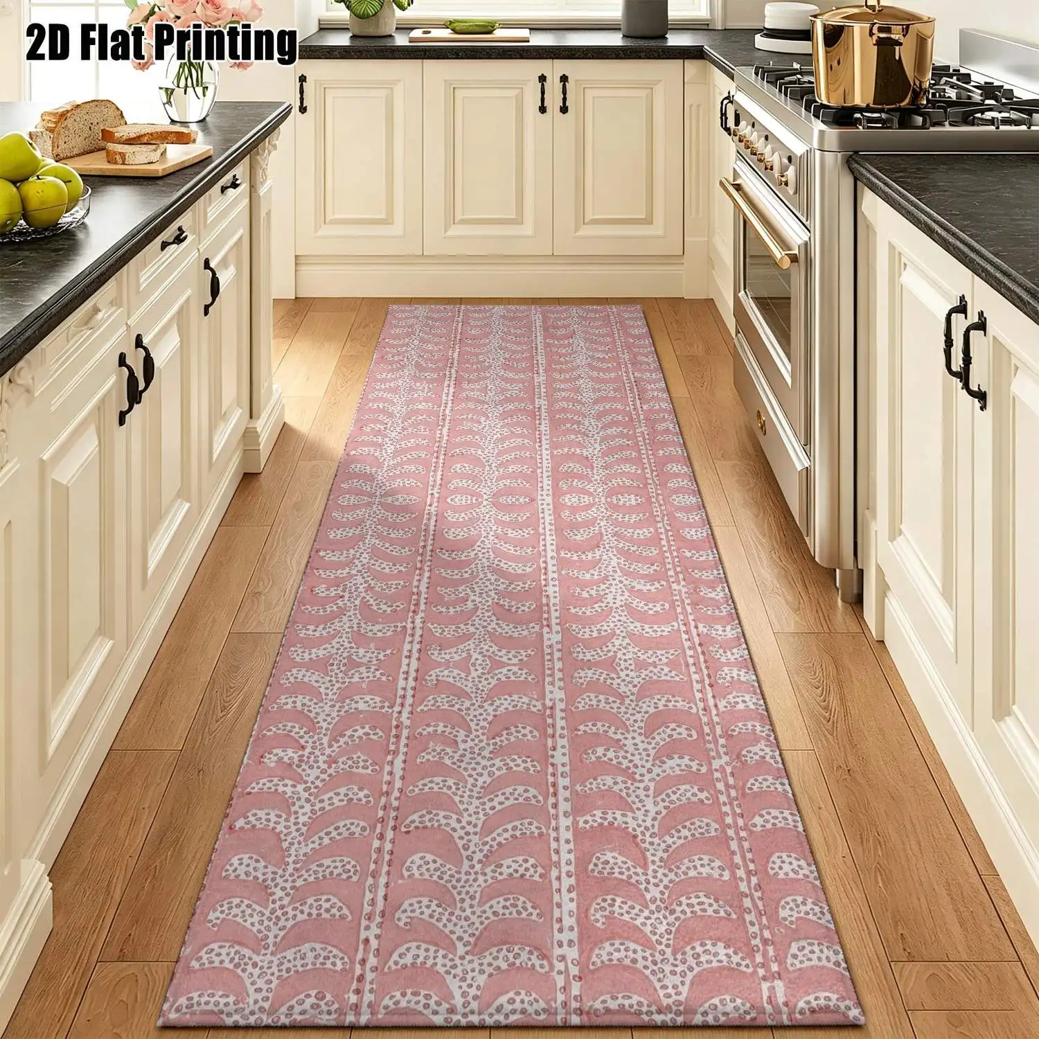 1Pc 2D Printed Pink Geometric Long Strip Rug, Nordic/Instagram/Modern Minimalist Style, Machine Washable, Multi-Size, Ideal for Entryway, Hallway, Living Room, Bedroom Home Decor