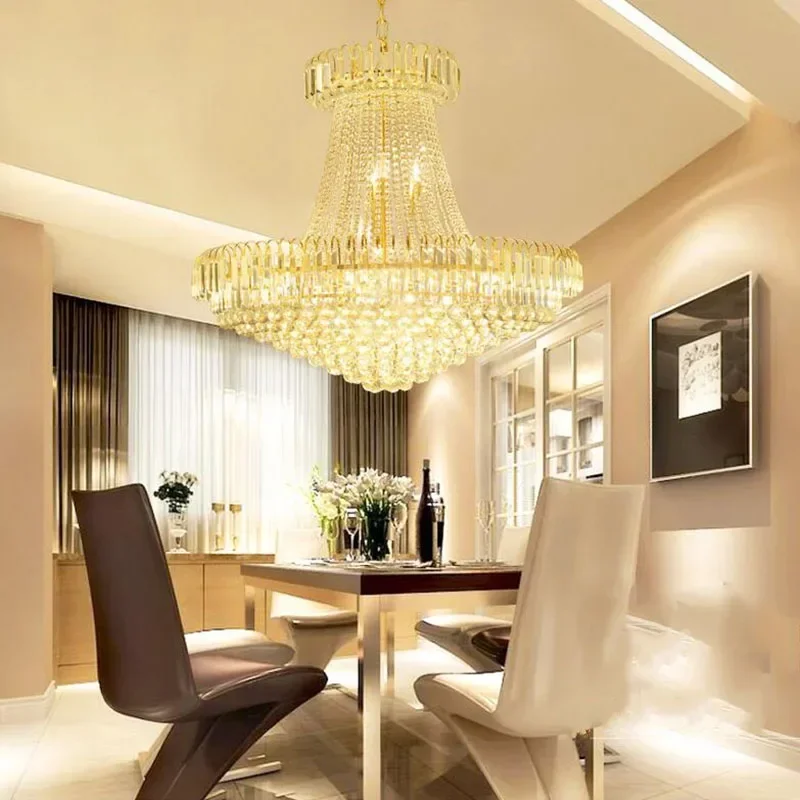 Modern Fashion LED Royal Empire Golden Crystal Chandeliers French Art Lights Luxury Decoration Ceiling Lamps Lighting Christmas