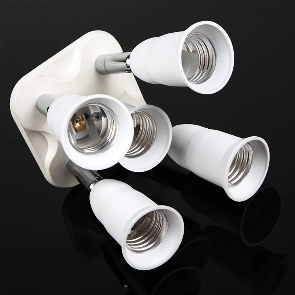 

Socket Adapter E27 E40 To 5E27 E14 Gu10 Multi Head Chandelier Lamp Holder White 360° Rotatable Easy