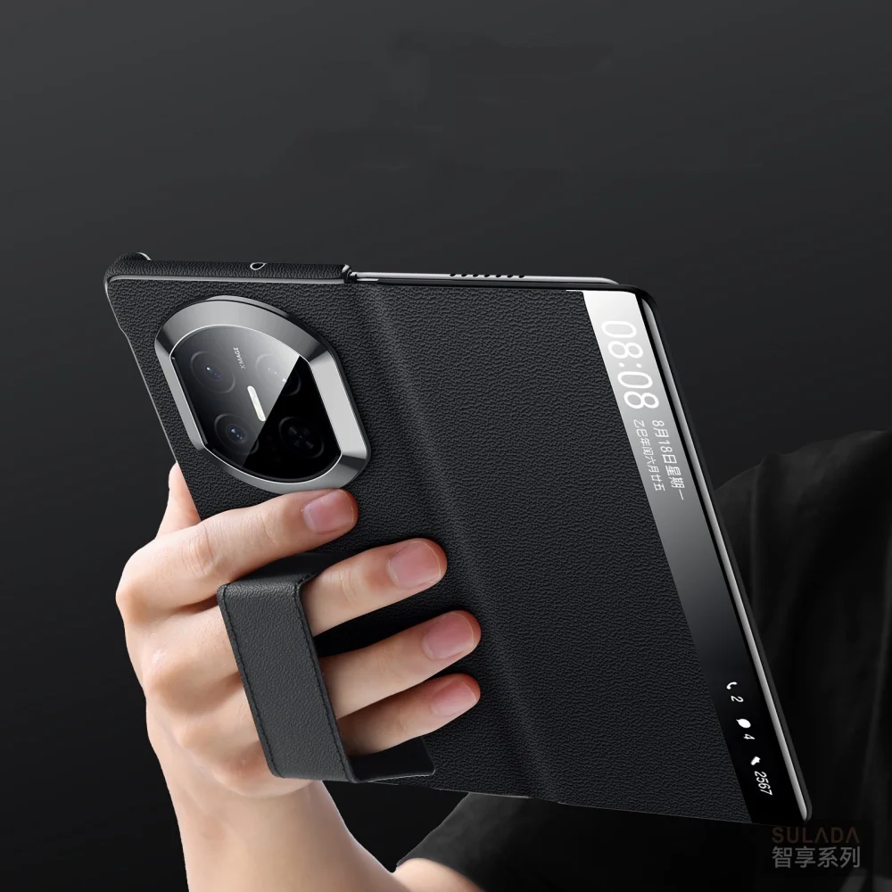 

Премиальный чехол-флип из натуральной воловьей кожи для Huawei Mate X7 с окошком