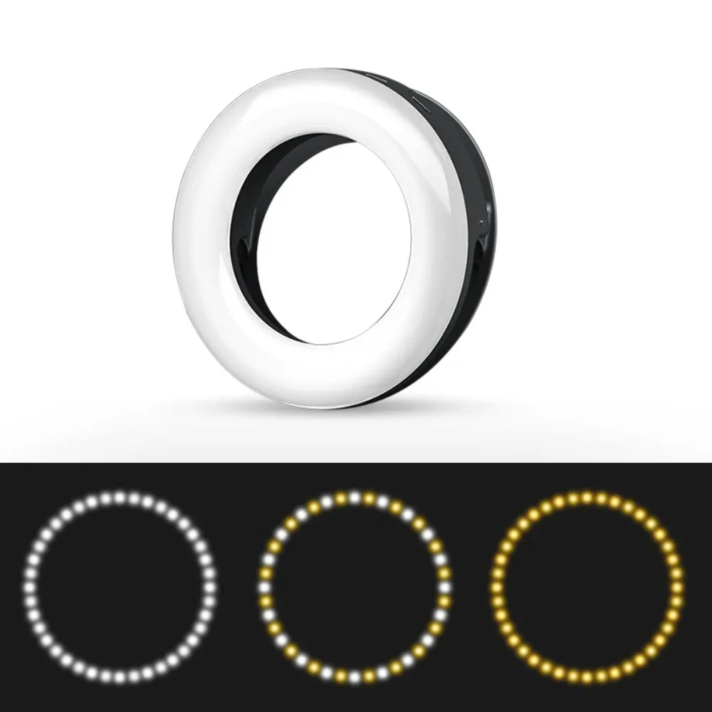 Aro de luz LED portátil con clip, recargable por USB, luz fría y cálida para teléfono, portátil, tableta, YouTube, vlogs y grabación de videos.