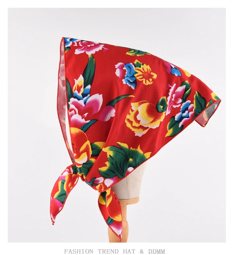 شمال شرق زهرة كبيرة الثلاثي الحجاب أداء الملحقات كبيرة القطن مربع وشاح الرجعية العرقية نمط حقيبة عقال