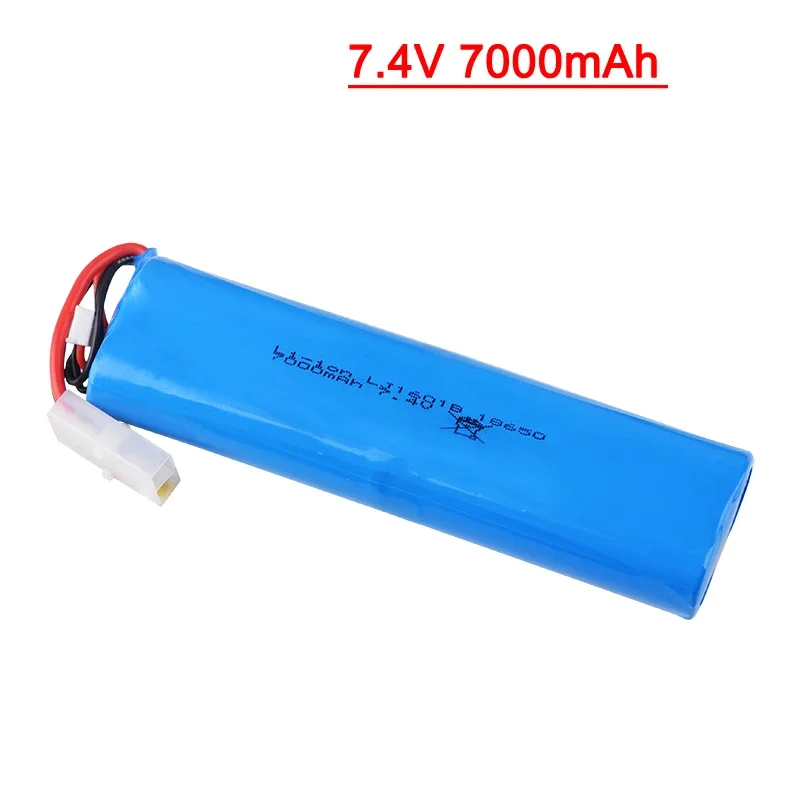 (Wtyczka XT60/Tamiya) 7.4V 7000mAh 20C akumulator z ładowarką-ion dla 3818 Henglong 3819 3838 3839 3869 3889 3938 zbiornik RC 1/16