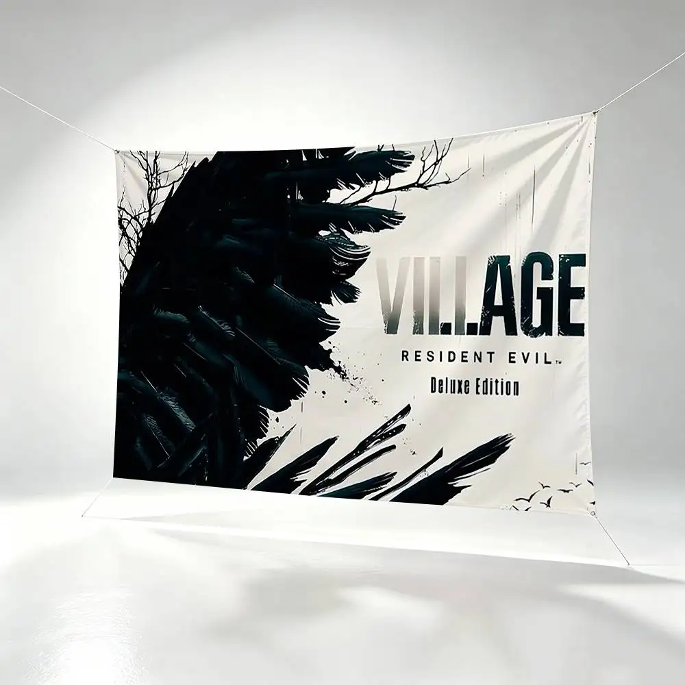 COOL R-Resident Evil Village Flags Wall Hanging Background Art Banner for Bedroom Home Outdoor Decor