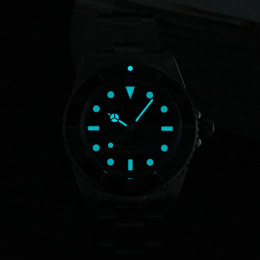 Imagem -06 - San Martin 39 mm Relógio de Automático Mecânico Masculino Mergulhador Relógio Espelho Safira à Prova Impermeável Água 20bar Relógio de Pulso Luminoso Aço Inoxidável