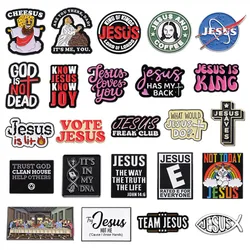 Jesus Christian Enamel Pins Jesus is My Back Team Jesus Funny Brooches Lapel Backpack Jacket Badge Religion Jewelry Gifts