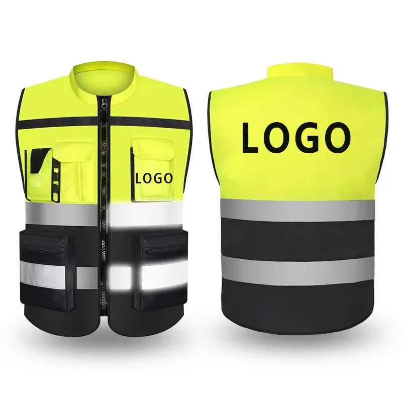 High Visibility Multi Pocket Oxford Fabric Reflective Safety Vest Customized Logo For Night Riding Reflective Vest