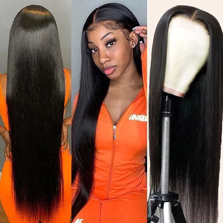 360 Lace Frontal Wig Brazilian Bone Straight 13x4 Transparent Lace Front Human Hair Wigs For Black Women Pre Plucked