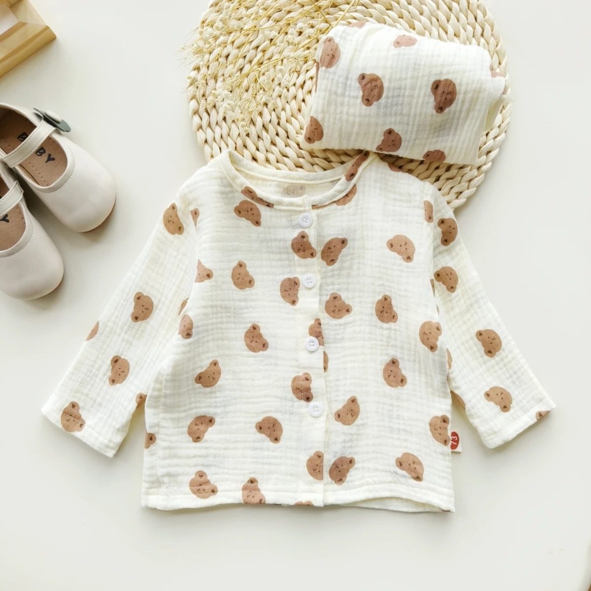 2024 Autumn New in Kids Baby Girls Boys Cute Clothing Set 2pcs - Infant Cartoon Bear Cotton T-shirts + Pants , Toddler Clothes