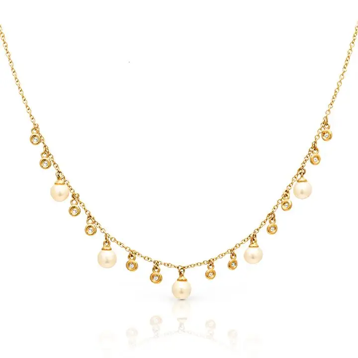 

925 Sterling Silver Micro Pave Round Freshwater Pearls Charm Pendant Necklace for Women Fine Jewelry