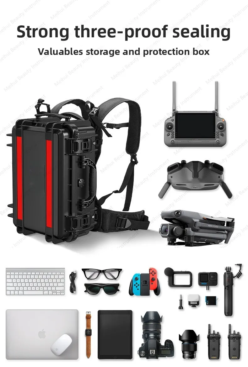 صندوق معدات التصوير الفوتوغرافي على ظهره هارد شل مقاوم للماء حقيبة ظهر بلاستيكية SLR معدات الكاميرا صندوق الأدوات