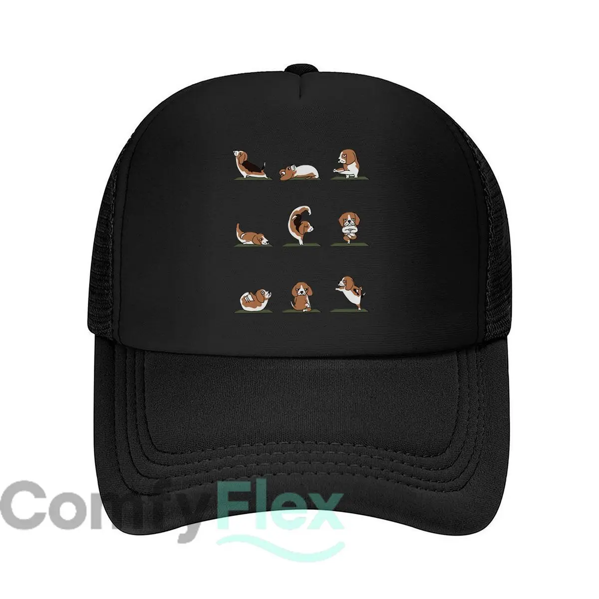 Beagle Yoga Art Graphic Mesh Baseball Cap Casual Hat Outdoor  For Womens Unisex Female