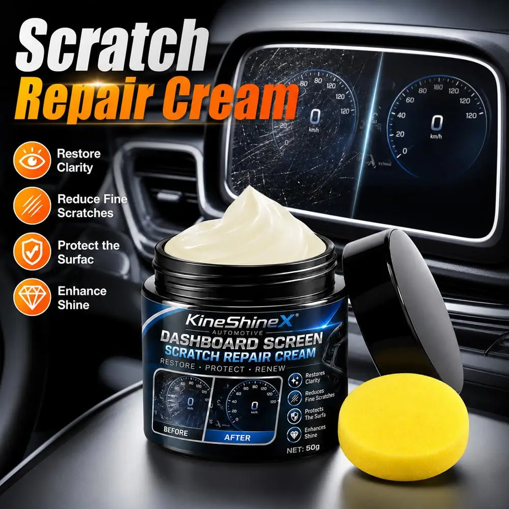 50g Scratch Removal Repair Cream With Sponge Car Interior Scratch Repair Cream Interior & Exterior Plastic Polishing Wax