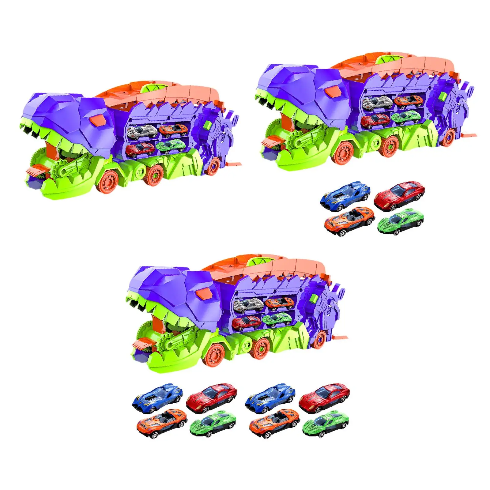 

Dinosaur Toys with Handle Deformed Car Mini Sliding Cars Car Eating Dinosaur Transport Truck Carrier for Age 4 up Girls Kids