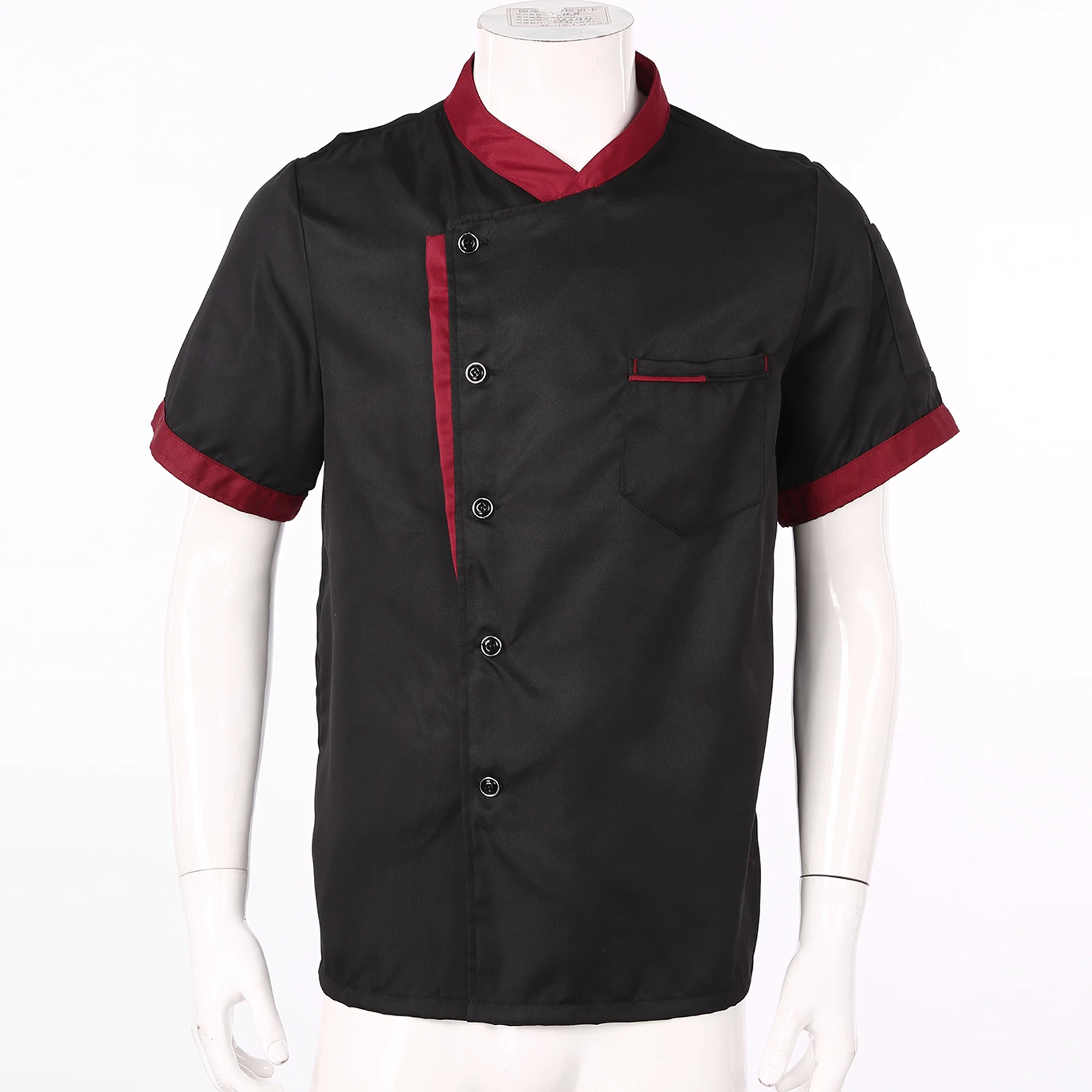 Abrigo de Chef de manga corta Unisex para hombre y mujer, chaqueta de cocinero con botones, camisa, uniforme de cocina para restaurante y Hotel, disfraces de cocina