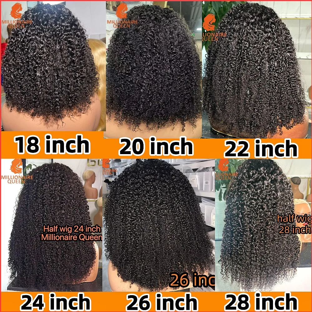 Millionaire Queen 3 IN 1 Seamless Flip Over Half Wigs Curly Half Wig Clip Ins Headband Drawstring Wigs Burmese Pixie Kinky Curly