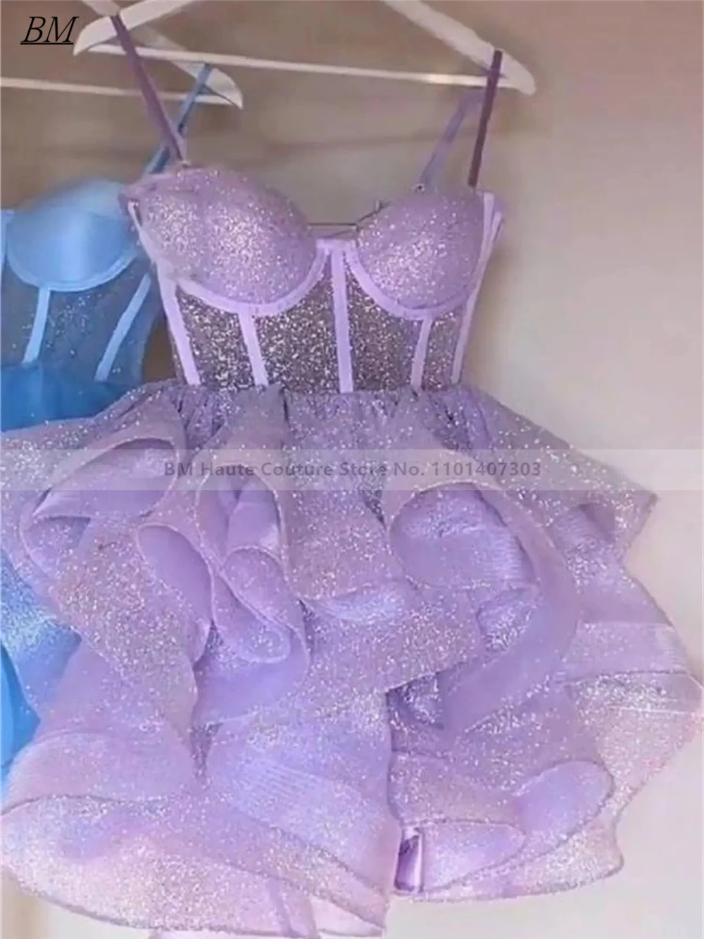 Shiny Simple Purple Off Shoulder Short Homecoming Dresses Balls Gown Beaded Mini Cocktail Prom Party Graduation Gown BM395