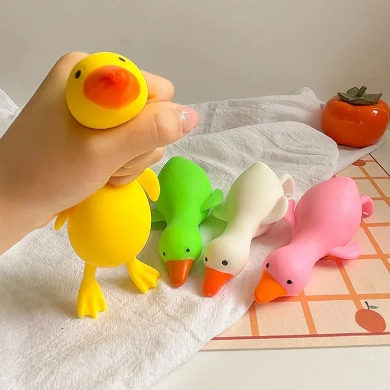 Pato antiestrés para niños, juguetes para apretar, ganso, lindos animales Kawaii, juguetes de ventilación para niños y adultos, juguetes elásticos de descompresión para niños
