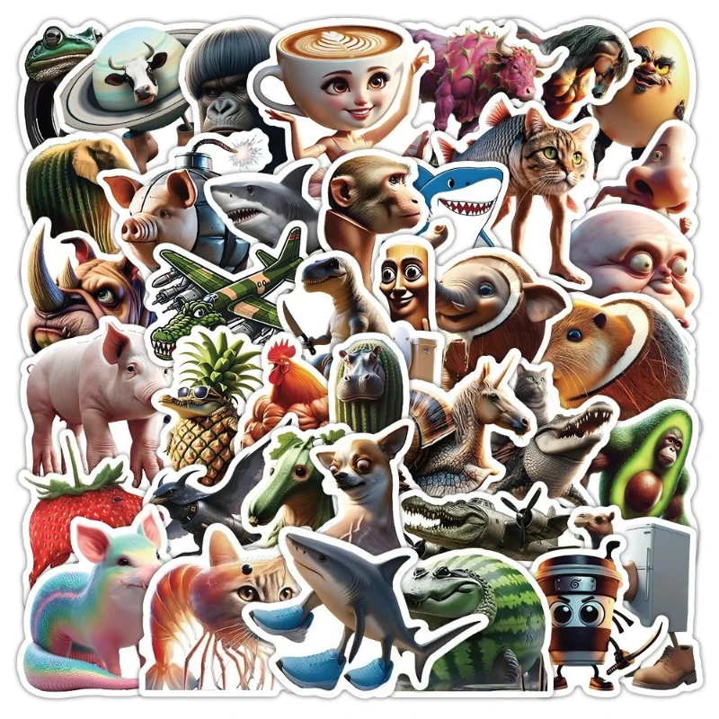 

50pcs American Shan Hai Jing Alien Stickers Children's Creative Toys Tung Tung Sahur Personalized Puzzle Stickers Festival Gift