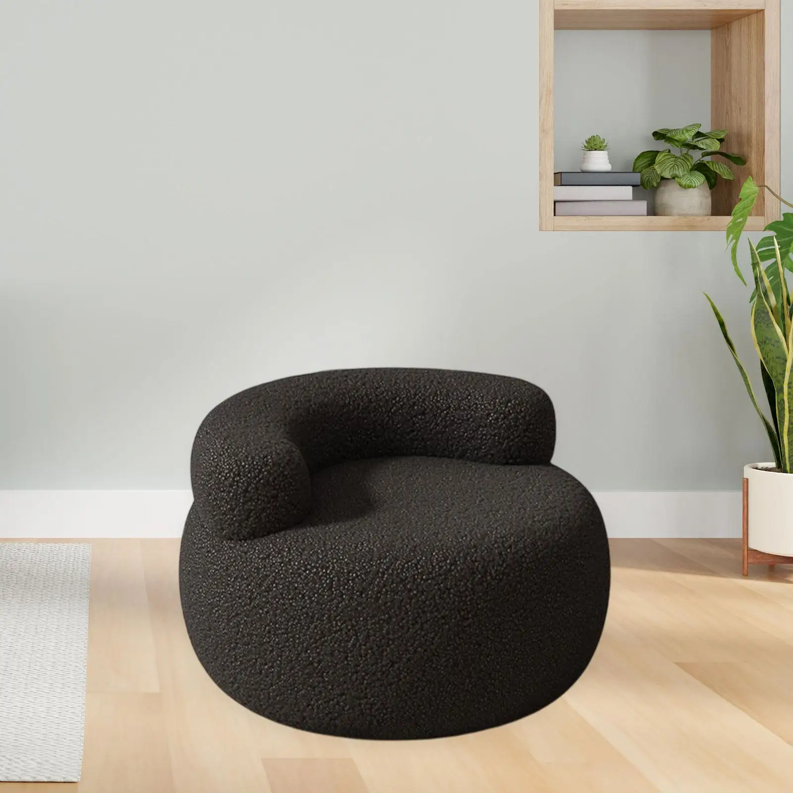 Footstool Furniture Portable Lazy Sofa Soft Small Stool Backrest Chair Round Stool Lamb Wool for Indoor Living Room Home Office