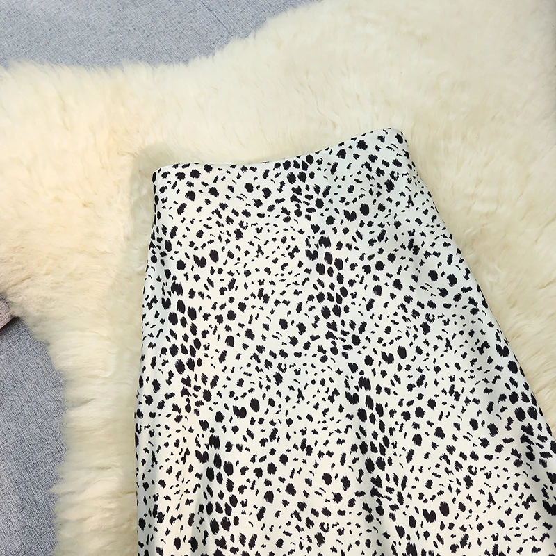 Vintage Leopard Print High Waist A Line Skirt Women Draped Slimming Umbrella Skirt Casual Daily Street Style Party Midi Skirt