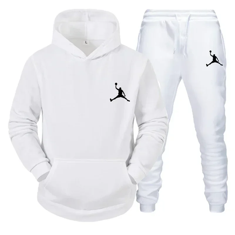 Tracksuit Sets Men\'s Casual Fleece Warm Hoodies Pants 2PCS Mens Long Sleeve Sport Suit Male Pullover Hoodies Sports Clothing