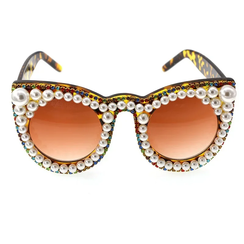 2023 Diamond Sunglasses Ladies Brand Designer Square Party Ladies Glasses Rhinestone Season Special Pearl Decoration Eyewear