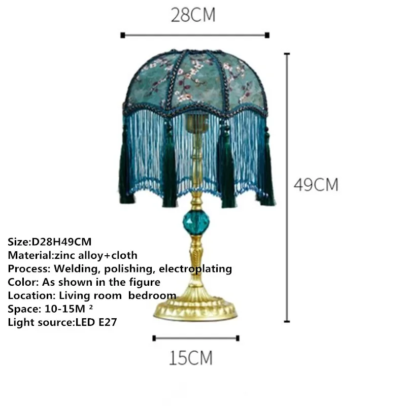 Imagem -05 - Hongcui-candeeiro de Mesa Francês American Retro Sala Quarto Villa Pastoral Europeia Borlas Criativas Desk Light