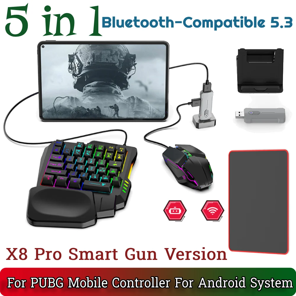 5 في 1 وحدة تحكم الهاتف المحمول الألعاب لوحة المفاتيح ماوس محول BT 5.3 ل PUBG ماوس لوحة المفاتيح محول لنظام أندرويد