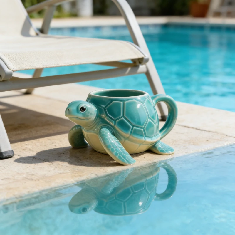 Mug à café en céramique en forme de tortue marine 3D, tasse à thé originale et mignonne avec bord en acier inoxydable, cadeau idéal pour les amoureux des animaux