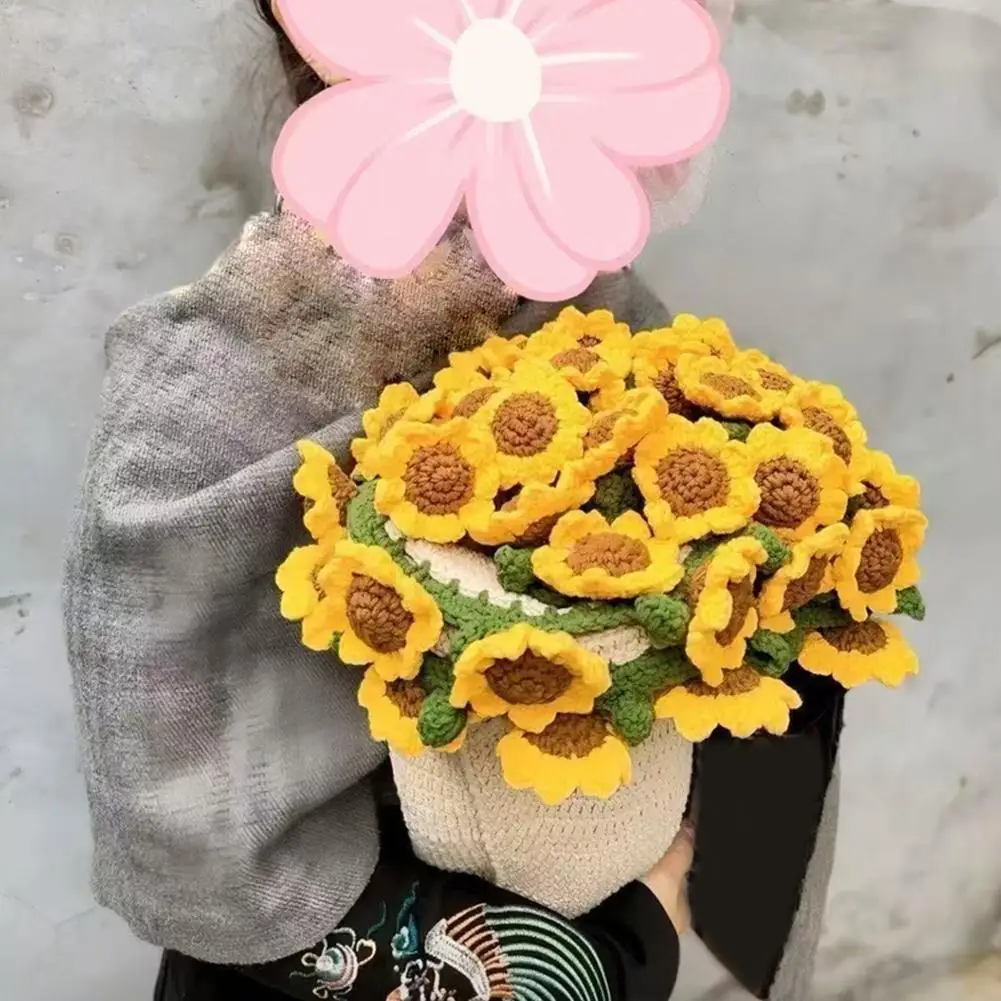 

Creative Flower Bouquet Blanket Finished Product Crocheted of Sunflower The Valley Blanket Lily Bouquet L1K9
