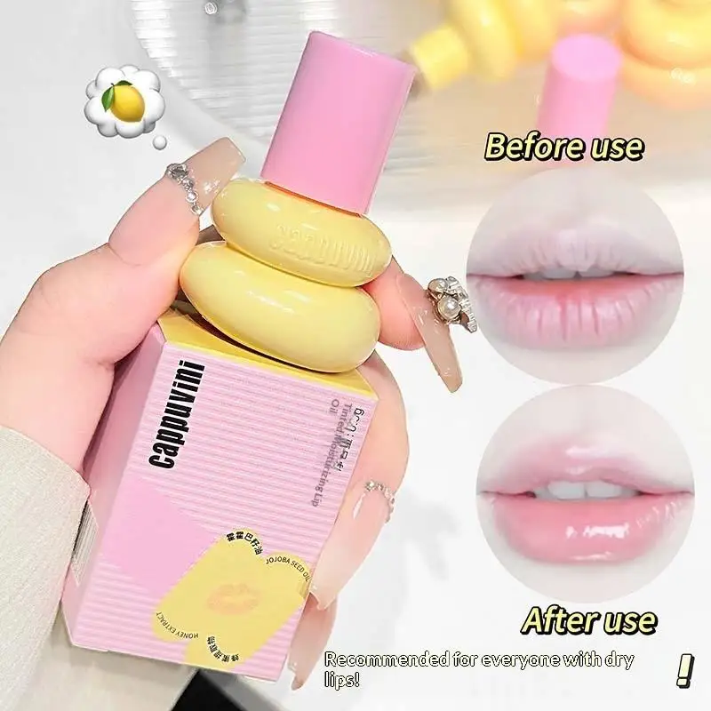 Cappuvini Błyszczyk do ust z przezroczystego szkła, efekt lustra, nawilżający, powiększający usta, długotrwały, odżywczy olejek do ust, szminka, nieklejący się tint do ust, makijaż