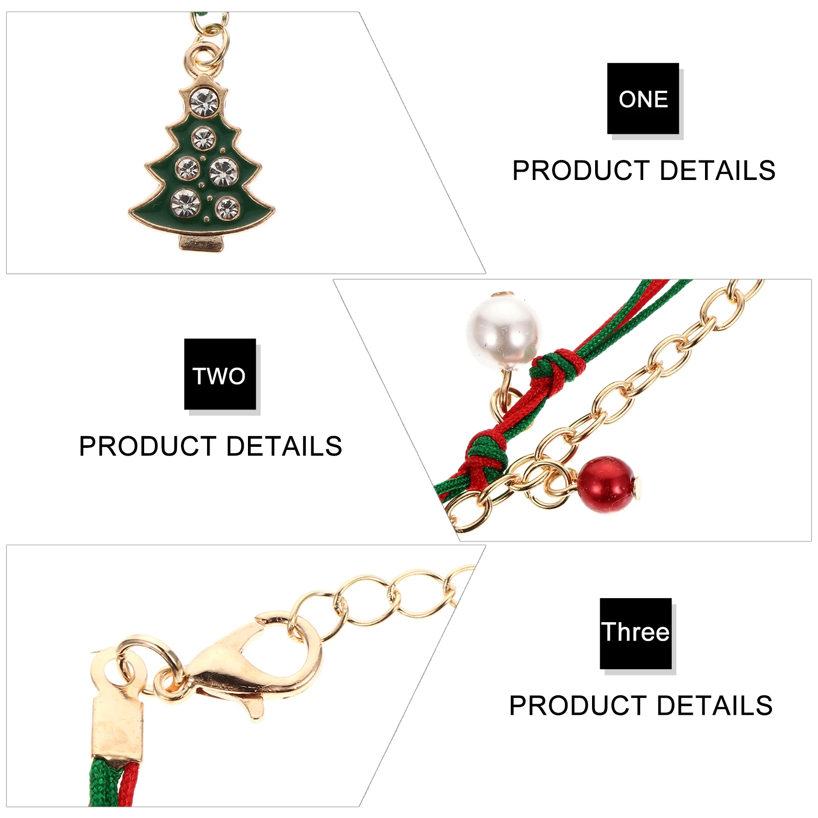 

2 Pcs Christmas Tree Ornaments Party Bracelet Adjustable for Charm Elk with Pendants