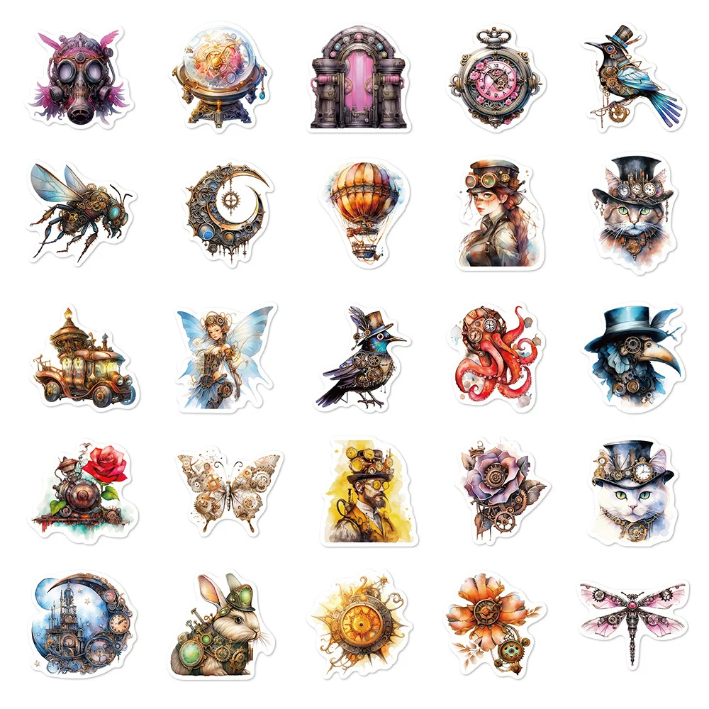 10/30/50pcs Cool Steampunk Witch Girl Graffiti Stickers Laptop Motorcycle Luggage Phone Car Bike Waterproof Sticker Decals Toys