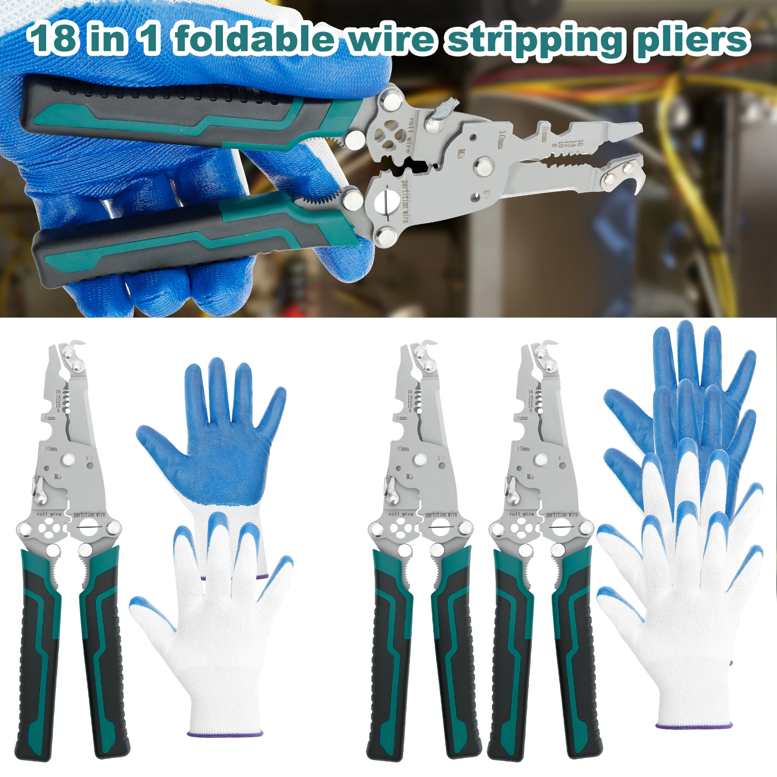 

Multifunctional Electrician Wire Crimper Peeler Pliers Cables Stripping Press Plier Terminal Crimping Gross Side Cutting Tool